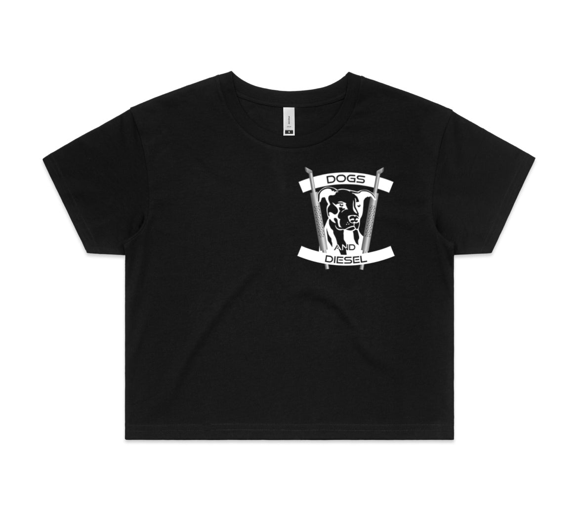 Women's Crop Tees Pocket Print - Black